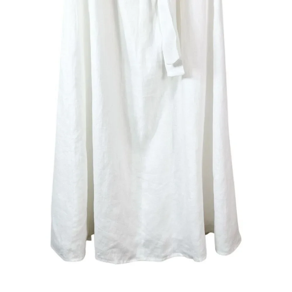 REFORMATION Elara Linen Fit & Flare Midi Dress Size 2 Sleeveless Ivory White